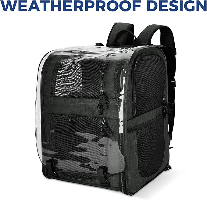 Apollo Walker Pet Carrier Backpack for Large/Small Cats and Dogs, Puppies, Safety Features and Cushion Back Support for Travel, Hiking, Outdoor Use (Black-Expandable)