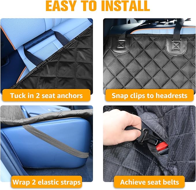 PETICON Dog Car Seat Covers for Ford f150/Ram1500/Nissan Frontier/Toyota Tacoma/GMC Canyon/Silverado, Waterproof Pet Back Seat Cover for Trucks, Scratchproof Nonslip Durable Rear Seat Cover for Dogs