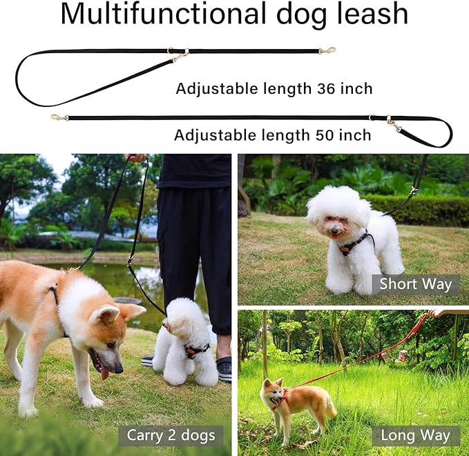 CHEDE No Pull Puppy Harness and Multifunction Dog Leash Set- 8 Colors Soft Adjustable No Choke Escape Proof Cute,Lightweight Pet Vest Harness for Small and Medium Dog (XXS, Black)