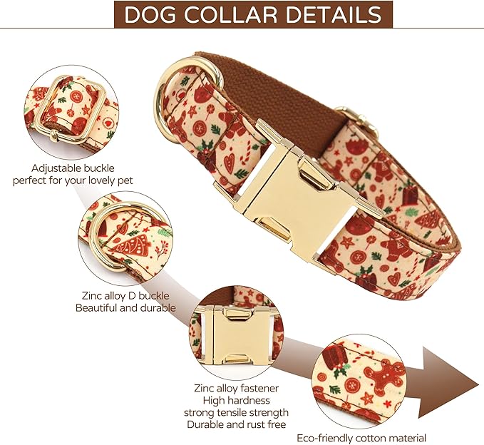 Custom Dog Collar with Name, Optional Dog Leash Airtag Holder and Bow Tie,Personalized Dog Collars for Small Medium Large Dogs,Cute Collar for Male Female Dogs (Christmas-Series)