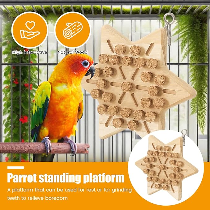 Wooden Bird Chew Toy, Parrot Biting Toys, Foraging Training, Relieve Boredom & Anxiety, Bird Cage Accessories, for Small Parakeets, Conures, Macaws, Budgies, Finches, XH D