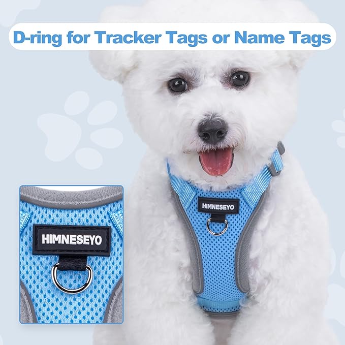 Small Dog Harness and Leash Set, No Pull Adjustable Pet Harness for Small Dogs, Breathable Mesh Rflective Dog Vest Harness (Light Blue, XS)