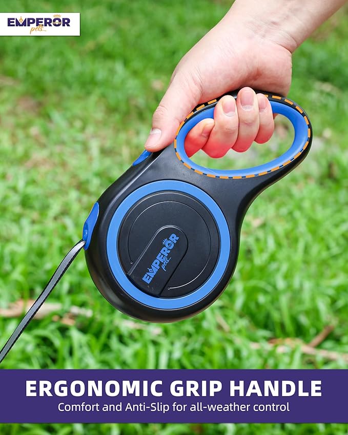 Emperor Pets 16 Feet Retractable Dog Leash Small Dogs - Up to 44lbs, Heavy Duty Leash Retractable 16 ft, Dog Leashes for Small Breed Dogs -BL16S