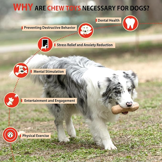 Willjoy 2-Pack Tough Dog Toys for Aggressive Chewers, Pine Wood and Nylon Dog Chew Toys, Aggressive Chew Toys for Large Dogs, Bacon Indestructible Dog Toy, Large Dog Toys to Keep Them Busy