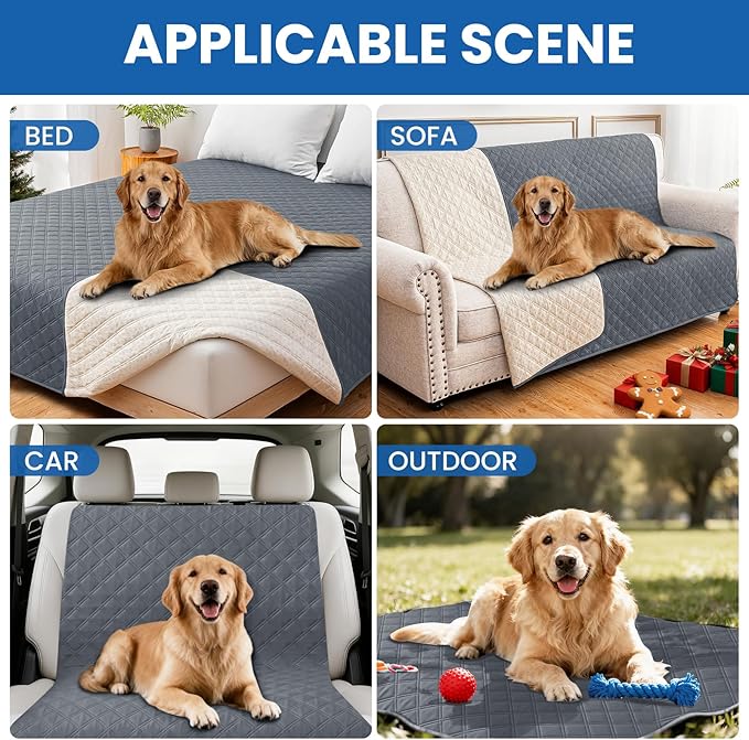 Waterproof Dog Bed Cover Pet Blanket, Soft Couch Cover for Dogs Washable, Non-Slip Dog Blanket Protect Furniture Couch Sofa Car for Puppy Large Dogs Cat (40x50 Inch, Dark Grey)