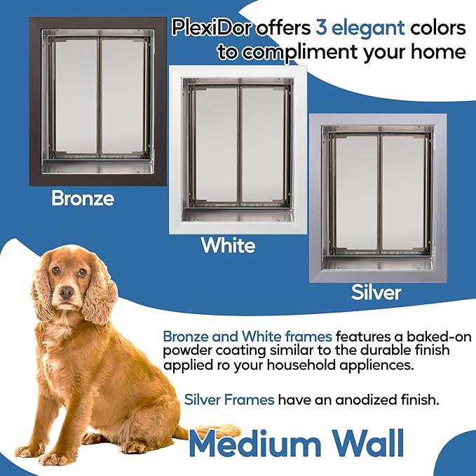 Plexidor Bronze Wall Mount Pet Doors for Cats and Dogs - Energy Efficient - Security Friendly
