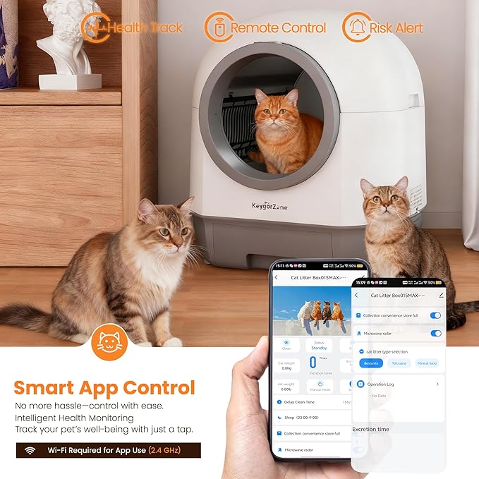 Smart Self Cleaning Automatic Cat Litter Box with Odor Control, Infrared Sensors, Sleep Mode, and Remote APP Control for Hands-Free Convenience, White