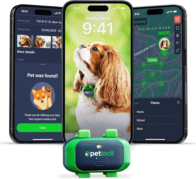 Dog GPS Tracker - Real-Time Location Tracking Device with App - Smart Alerts & Geo-Fence - Collar-Compatible, Waterproof - Long-Life Battery - 4G Built-in SIM - iOS & Android (Subscription Required)