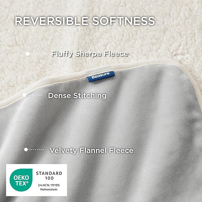 Bedsure Waterproof Dog Blankets for Small Dogs - Small Cat Blanket Washable for Couch Protection, Sherpa Fleece Puppy Blanket, Soft Plush Reversible Throw Furniture Protector, 25"X35", Light Grey