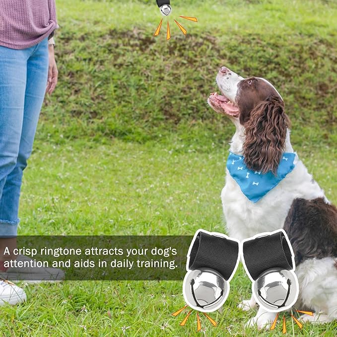 SCENEREAL Large Dog Collar Bell, 2 Pack Dog Bell for Collar, Noise Maker Extra Loud Anti-Theft Bell for Training, Hiking, Walking, Hunting, Pet Tracker, Save Birds & Wildlife, Silver x 2, L