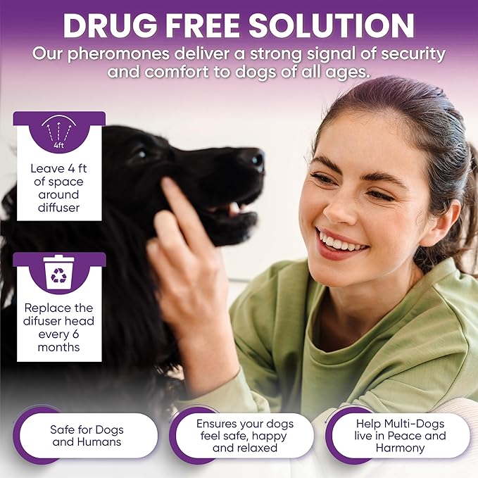 Pheromone Diffuser for Dogs: Premium Dog Calming Diffuser - Calming Pheromones for Dogs - Dog Appeasing Pheromone - Pet Calming Diffuser, 2 Pack (Purple)