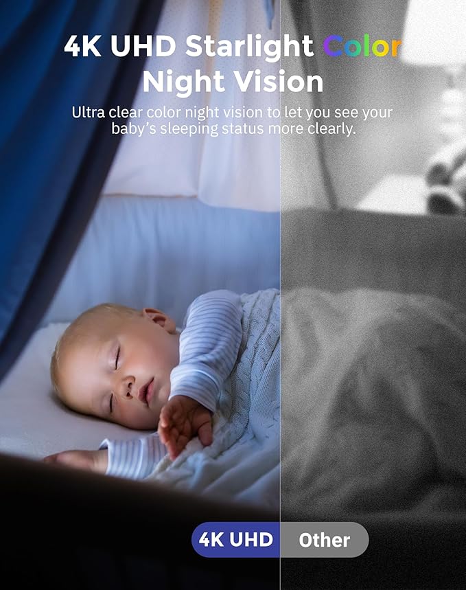 Hugolog 4K 8MP Indoor Pan/Tilt Security Camera with Auto-Focus(2pcs),Ideal for Baby Monitor/Pet Camera/Home Security,Starlight Color Night Vision,Human/Pet AI,Noise Reduction,US Cloud,Works with Alexa