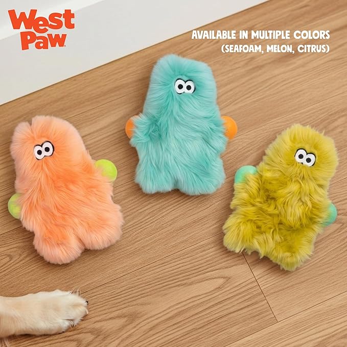 WEST PAW Rowdies Helga Durable Plush Dog Toy with Reinforced Seams Chew Resistant HardyTex Fabric and Interactive Squeaker for Safe Indoor and Outdoor Playtime Bundle for Dogs - Citrus