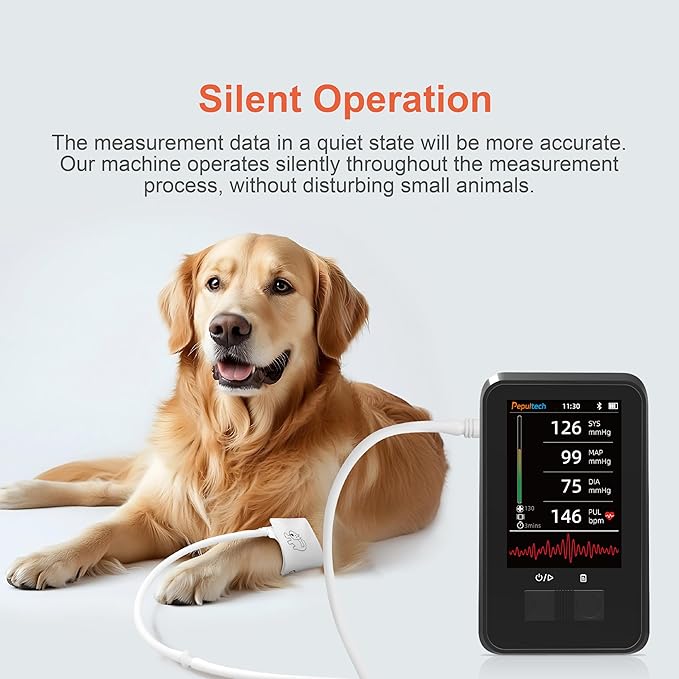 Veterinary Blood Pressure Monitor, Automatic Digital BP Machine for Dogs Cat,Silent Operation Feline Blood Pressure Monitor,3.5 inch LCD Screen and 1000 Sets Data Memory,One Button Operation