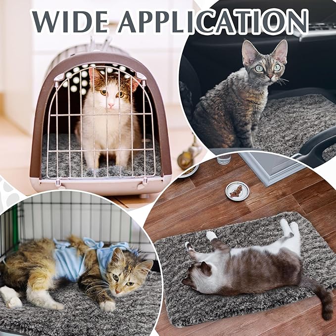 4 Pack Self Warming Cat Pads Self Heating Cat Mat Washable Homeless Dogs Thermal Pads Kennel Pad Reflects Body Heat Warm Crate Bed Mat for Indoor Outdoor Pet(Gray,16 x 20 Inch)