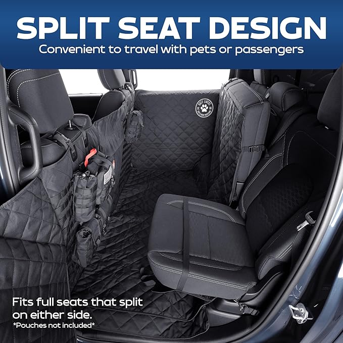 XL Floor Cover with Door Protection and Tactical MOLLE System - As Seen on Shark Tank - Fits Full-Size Crew Cab Trucks with Fold Up Seats, Waterproof & Machine Washable – XL Dog Hammock for Truck