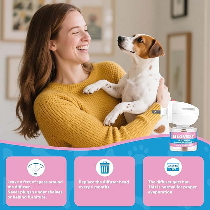 Calming Diffuser for Dog to Relieve Stress, Dog Calming Diffuser for Anxiety Relief , Dog Pheromones Calming Diffuser to Reduce Aggression Fighting , Help Train Dog to Pee (2 Refills and 1 Diffuser)