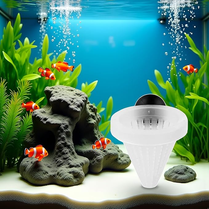 2Pcs White Cone Shape Aquarium Red Worm Fish Feeder with Suction 7cm Height Professional, Automatic Feeders, Fish and Aquatic Pets
