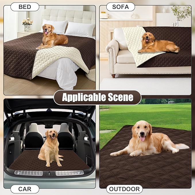 Smiry Waterproof Dog Bed Cover Pet Blanket, Soft Washable Dog Blanket for Furniture Bed Couch Sofa Reversible, Checkered (40"x50", Chocolate/Beige)