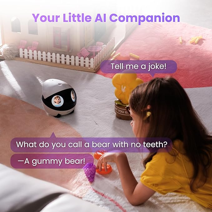 Enabot EBO Air 2 Plus FamilyBot 3K Home Camera Robot: Indoor Camera, Movable Robot Companion, 2-Way Video, AI Chat Mode, Auto-Recharge, Long Battery Life, Custom Facial Image, Night Vision