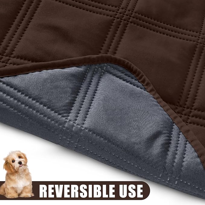 Smiry Waterproof Dog Bed Cover Blanket 40x50, Soft Reversible Pet Blanket, Washable Leakproof Cats Dogs Couch Cover for Sofa, Couch, Furniture, Lattice, Chocolate/Dark Grey