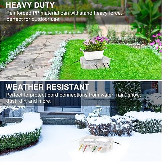 Flemoon Outdoor Electrical Box with Transparent Lid, IP54 Waterproof Electrical Box Outdoor, Large Weatherproof Extension Cord Cover with Clear Cover for Photocell Light Sensor Timer, Outlet, Almond