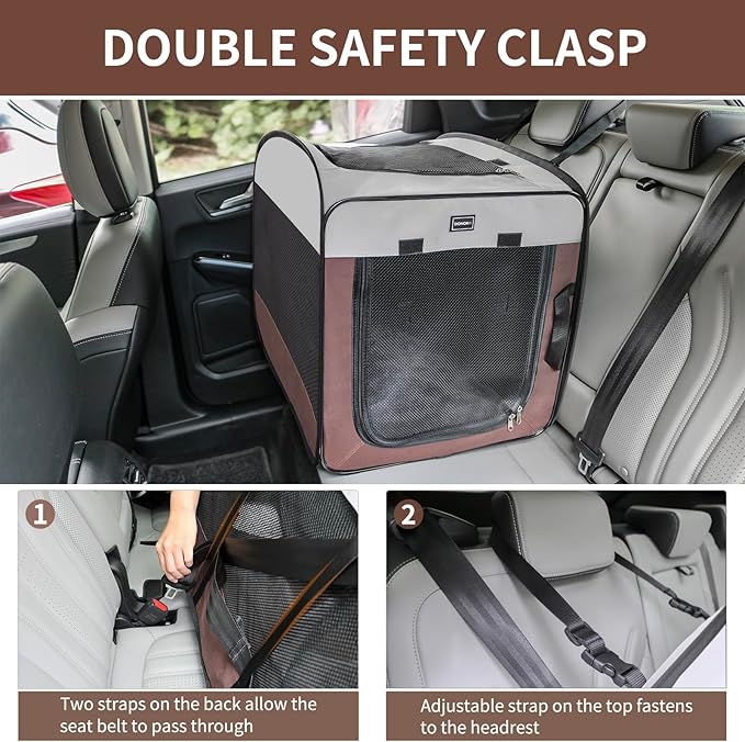 DONORO Dog Kennels and Crates for Medium Dogs, Portable Pop Up Indoor Pet Cage with Sturdy Wire Frame, Collapsible Travel Crate Soft Sided Cat Bag Escape Proof (Brown, 36.0" L x 23.0" W x 28.0" H)