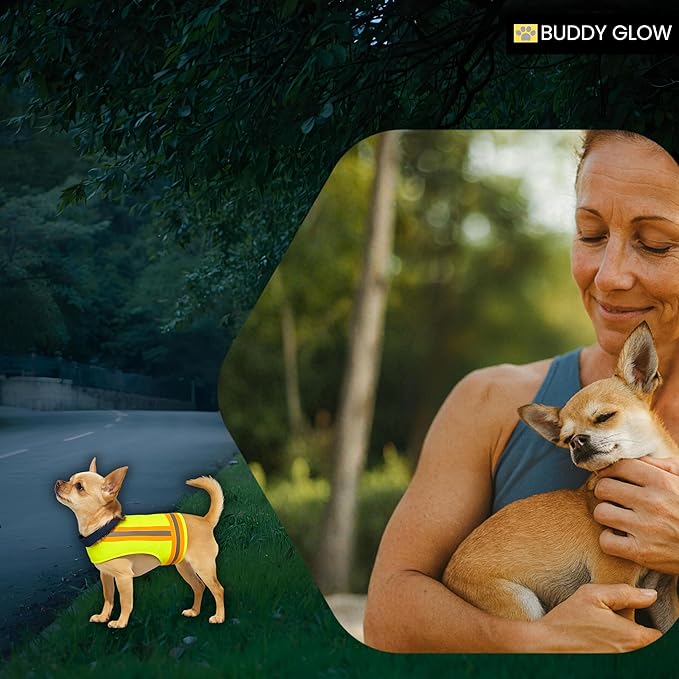 Reflective Dog Vest. High Visibility Yellow Safety Vest for Outdoors. Safeguard Your Dog with Easy to wear Adjustable and Breathable Reflective Gear for Toy or Tiny Breeds (X-Small)