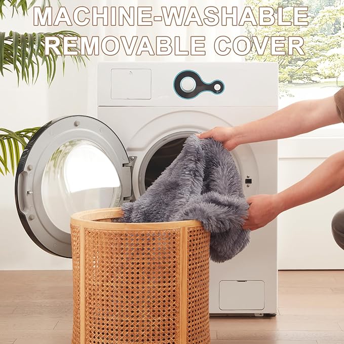 30 inches Donut Dog Bed for Medium Dogs,Calming Fluffy Round Pet Bed with Removable & Washable Cover,Fits up to 45 lbs Pets(Tie-dye Grey,Medium)