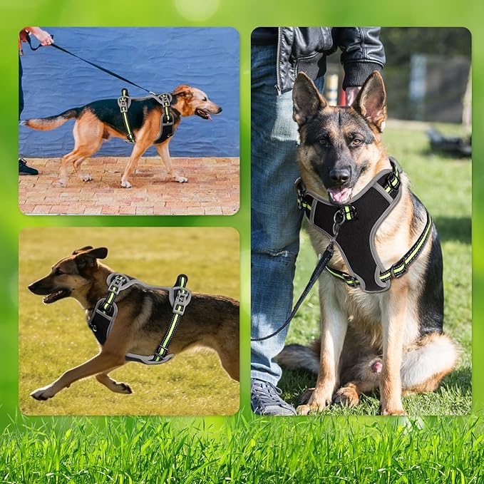 Dog Harness, No Pull Pet Vest Reflective Strip Escape Proof, Easy to Adjust Dog Harness with Escape Proof Function Suitable for Walking, Traveling and Training, Black, S