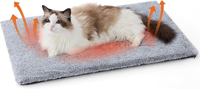 Bedsure Self Warming Cat Bed, Extra Warm Self Heating Mat for Cats & Dogs Non Electric, Anti-Slip Medium Thermal Pet Pad Indoor with Removable Washable Cover, 29" x 19",Grey
