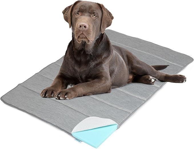 Dog Cooling Mat for Large Dogs - 35x23 Orthopedic Memory Foam Pet Pad for Summer, QMAX>0.5, Washable Premium Comfort Crate Pad for Your Furry Companion, Grey