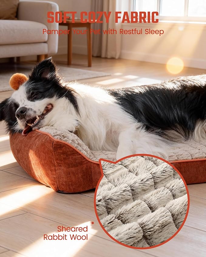 Orthopedic Dog Bed for Extra Large Dogs,Waterproof Supportive Egg Crate Foam Medium Dog Couch, Pet Bed with with Removable Bolsters, Washable Cover Non-Slip Bottom, (43''×32''×8'')