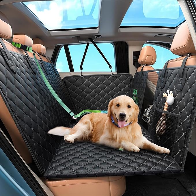 Roses&Poetry Hands Free Dog Leash with Zipper Pouch, 6-9ft Bungee Waist Leash for Medium Large Dogs Walking, Running Lead with Dual Padded Handles Car Safety Buckle for Training Jogging