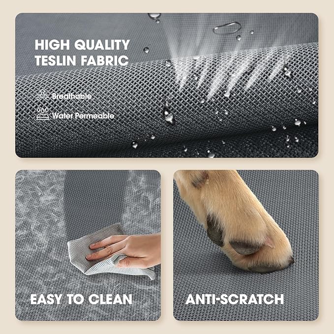 Elevated Dog Bed, Raised Outdoor Dog Bed for Large Sized Dogs, Portable Cooling Pet Cot with Breathable & Washable Mesh, Indoor & Outdoor Pet Hammock with Skid-Resistant Feet.