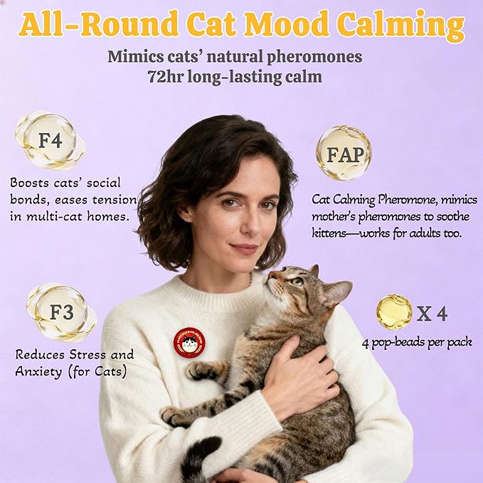 xcivi Pop Patch for Cat Calming Diffuser, Cat Anxiety Relief Stress Reduction, Cat Calming Pheromones Help Anxiety, Enhanced Calming, for Travel, Car & Home Use