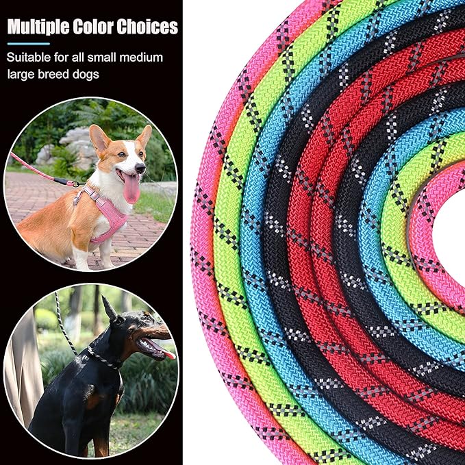 2 Pack Dog Leash, 4/5//6 FT Heavy Duty Nylon Rope Pet Leashes with Comfortable Padded Handle, Reflective Dog Leashes for Small Medium and Large Dogs (6FT-1/2,Black/Orange)