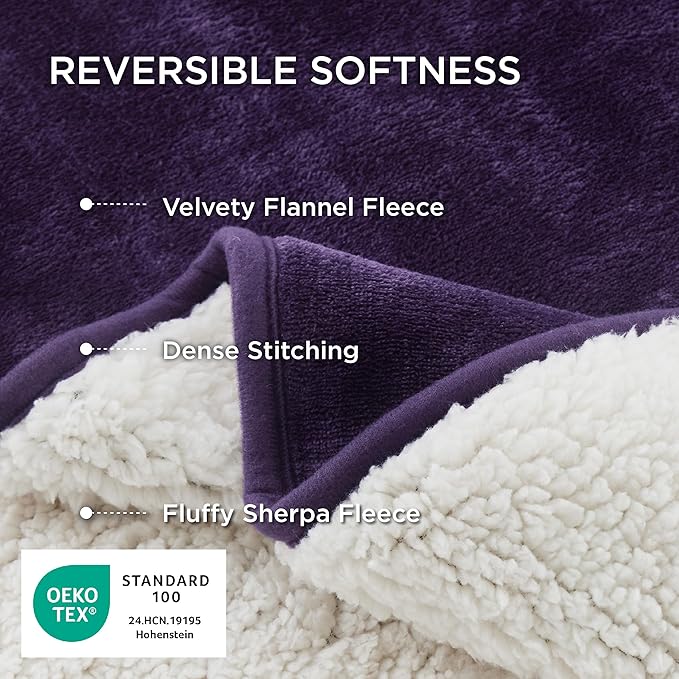 Bedsure Waterproof Dog Blankets for Medium Dogs - Medium Cat Blanket Washable for Couch Protection, Sherpa Fleece Puppy Blanket, Soft Plush Reversible Throw Furniture Protector, 30"X40", Eggplant