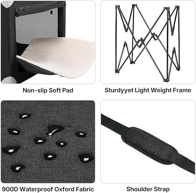 Veehoo Large Dog Crate for Indoor Outdoor, Portable Collapsible Travel Dogs Crate, 42 Inch Soft Foldable Pet Kennel with 4-Door Mesh Windows