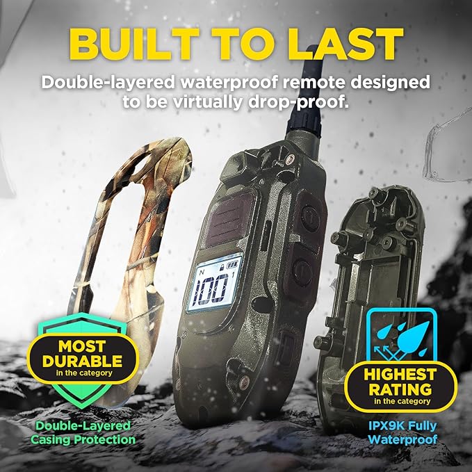 Dogtra 1900X Camouflage E-Collar - 3/4 Mile Range, Dogs 45 lbs+, IPX9K Waterproof, 100 Stimulation Levels, Vibration, Tone, Rechargeable - Ideal for Dog Owners and Professional Trainers