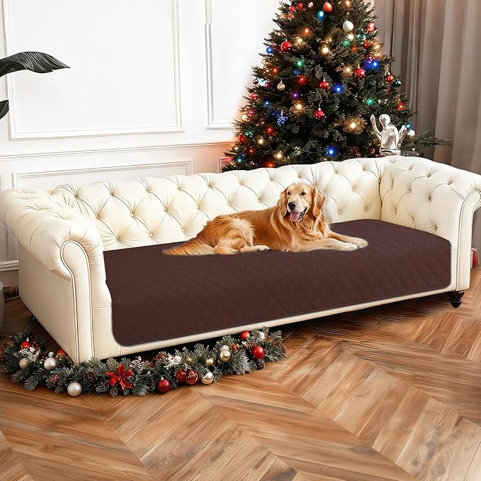 Waterproof Dog Blanket, Non-Slip Soft Pet Bed Cover, Couch Cover for Dogs Washable, Protects Sofa, Furniture, Crate, Car, Tear Resistant Leakproof Pet Blanket (30x70 Inch, Coffee)