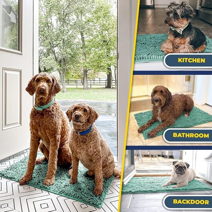 Muddy Mat® Shown on TV – Super Absorbent Door Mat Indoor, Microfiber Quick Dry Chenille Entryway Rug, Non-Slip Front Door Mat, Indoor Mats for Entryway, Machine Washable Pet Rug, Sea Green 24"x36"