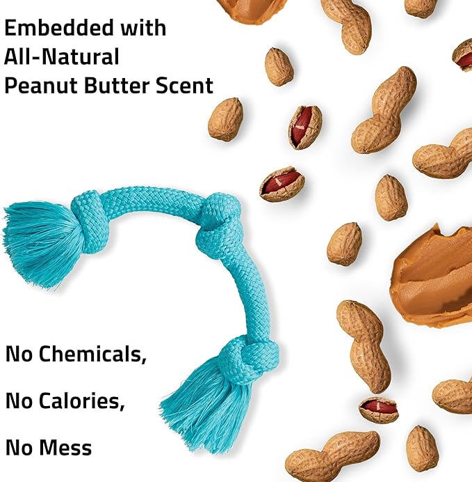 Playology Dog Toys | Dri-Tech Rope Toy Tug of War Rope for Aggressive Chewers | Jumbo Peanut Butter Scented Toy - Easy to Clean and Made from Non Toxic Materials