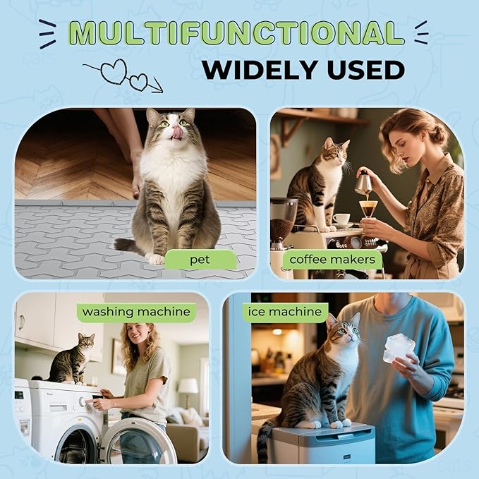 Silicone Cat Litter Mat for Litter Box - 34" X 22"/24" X 15" Waterproof Urine - Proof Mat, Non - Slip Trapping Pad to Keep Floor Clean, Easy to Clean Cat Floor Mat（Gray)