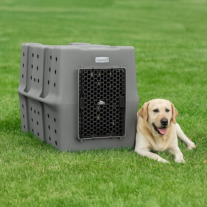 Dakota 283 Canine Rough and Tough Economy Dog Crate w/ Removable Two-Way Door - Heavy Duty Outdoor Kennel for XL Breed Dogs (Dark Granite, Extra Large)