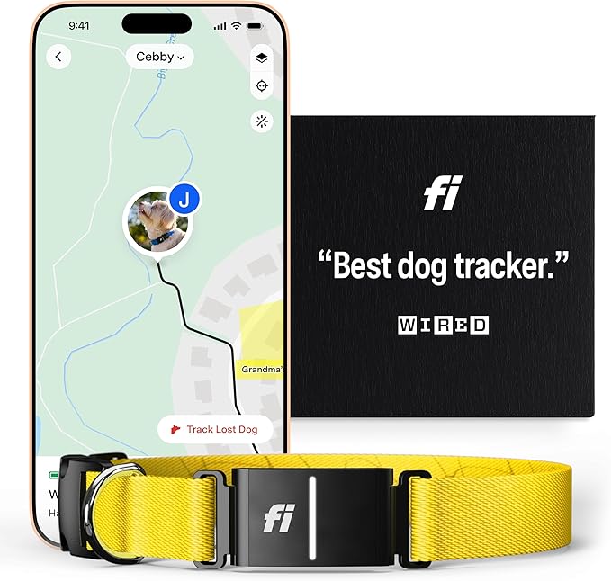 Fi Series 3 Smart Dog Tracker Collar – 6 Month Membership Included (Yellow, Small)