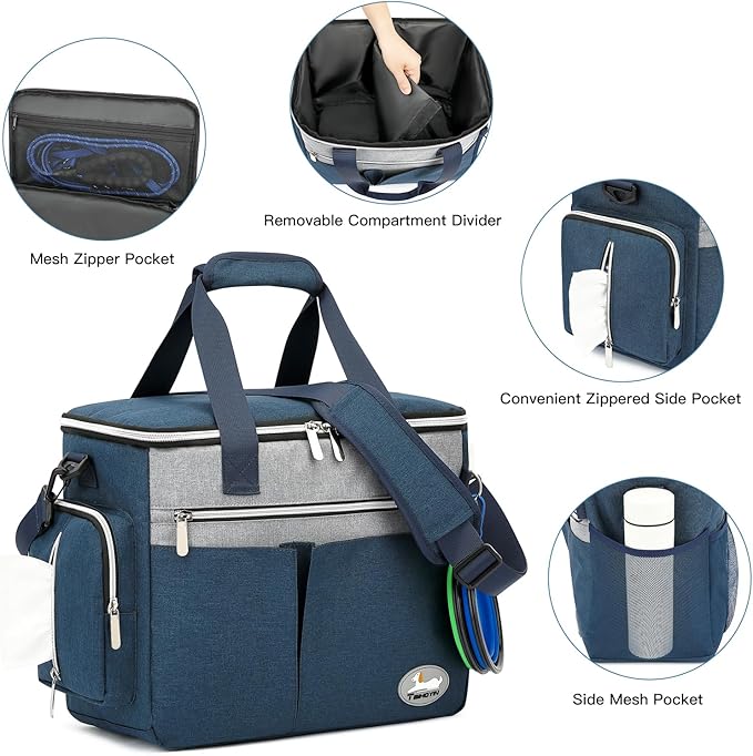 Dog Travel Bag for Pet Kit for Supplies with 2 Food Storage Containers 2 Collapsible Bowls 1 Feeding Mat 1 Dog Treat Pouch 7-Piece Set Perfect Road Trips Camping Weekend Doggy Gift, Navy Blue