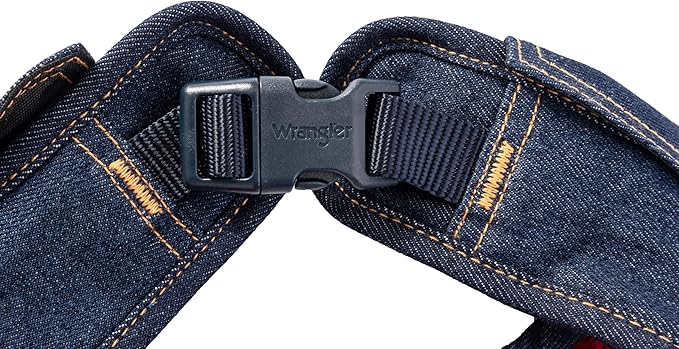 Wrangler Rope Denim Dog Vest Harness – Breathable Dog Vest with Mesh Lining - Machine Washable Dog Winter Jacket for Easy Cleaning, Layer Over Dog Sweater (Dark Wash, XS)