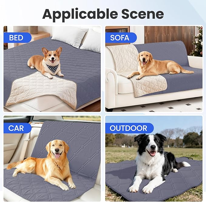 Waterproof Couch Covers for Pets, Waterproof Dog Bed Cover, Anti-Slip Soft Dog Blankets, Couch Cover for Dogs Washable, Pet Blanket for Puppy Large Dogs Cat (82x102 Inch, Grey Blue)