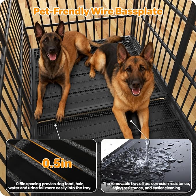 Heavy Duty Dog Crate 78 Inch, Indestructible Dog Crate with Removable Tray, Escape Proof & High Anxiety Dog Kennel Indoor, Metal Dog Cage with Wheels for Large Dogs, XL XXL XXXL
